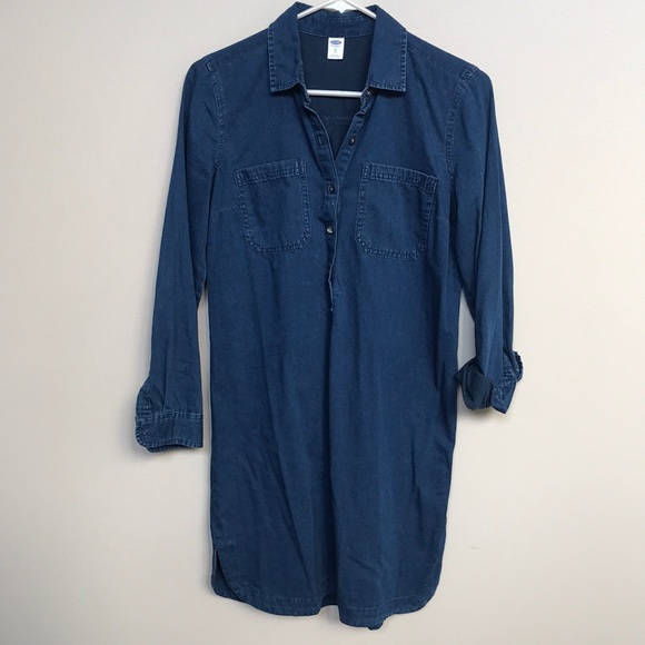 Old Navy Dark Blue Denim Shirt Dress 